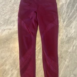 Lululemon rhythmic tight/leggings *mesh stripe* girls size 12 maroon